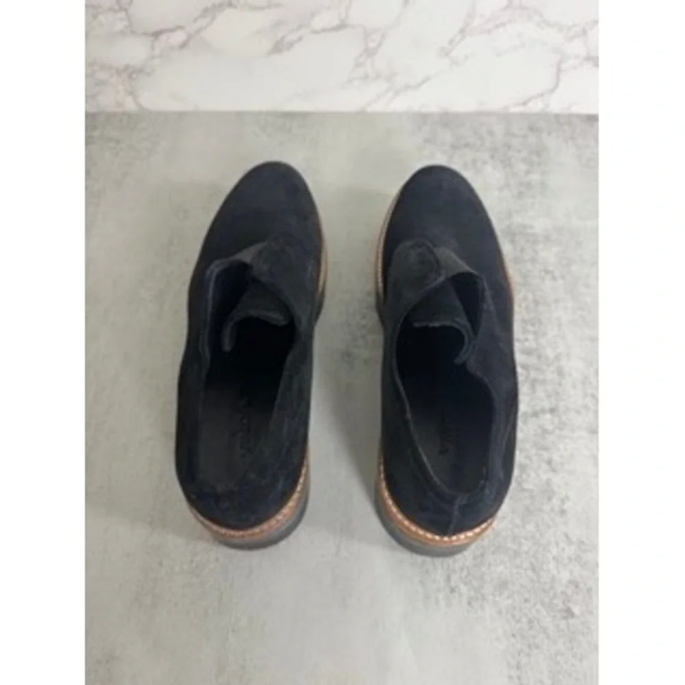 Vince Davy Suede Leather Slip On Platform Oxford Loafers Black Size 9M